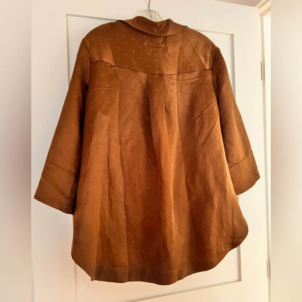 Toast UK Linen Silk Jacquard Easy Shirt Size XL Bronze BNWOT Never Worn - Picture 3 of 7